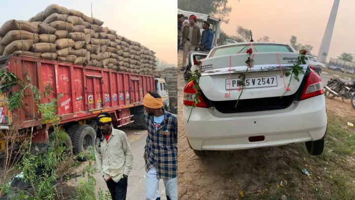 बारात लेकर जा रही कार हुई हादसे का शिकार
