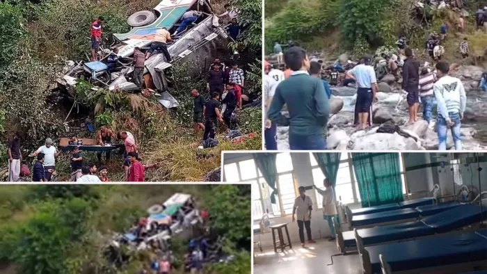 अल्मोड़ा के सल्ट तहसील स्थित कूपी के पास हुए हादसे की तस्वीरें। जागरण
