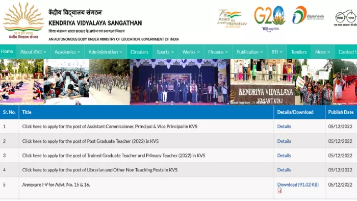 केवीएस भर्ती 2022 के लिए आवेदन आधिकारिक वेबसाइट, kvsangathan.nic.in पर करें।