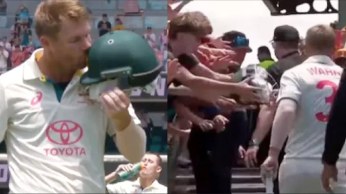 David Warner ने आखिरी टेस्ट के बाद नन्हें फैन को गिफ्ट किया अपना हेलमेट