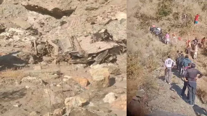 दो किलोमीटर नीचे खाई में गिरी बोलेरो, दंपत्ति सहित बच्चे की मौत।