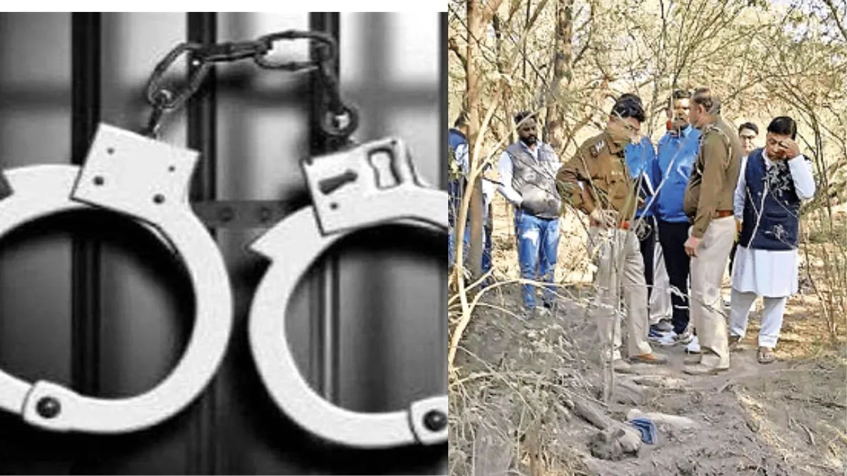 कैथल के गुहला-चीका में गड्ढे में दबा मृतक छात्र (गोल घेरे में) और जांच करती पुलिस। l