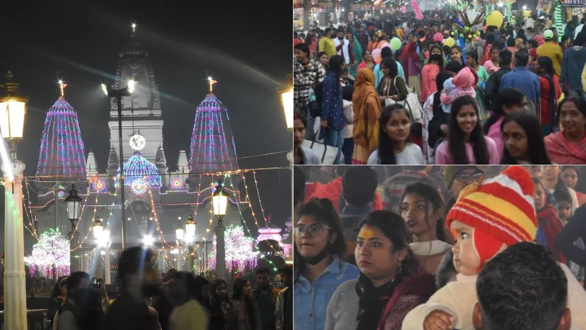 गोरखनाथ मंदिर में लगे मेंले का आनंद लेने पहुंचे श्रद्धालु। -अभिनव राजन चतुर्वेदी