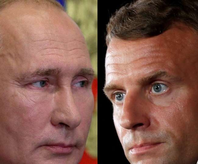 रूसी राष्‍ट्रपति व्‍लादिमीर पुतिन और फ्रांस के राष्ट्रपति इमैनुएल मैक्रों ने एकबार फ‍िर बातचीत की है।