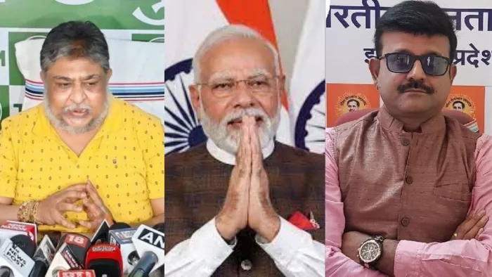 सुप्रियो भट्टाचार्य, पीएम मोदी और प्रतुल शाहदेव की फोटो।