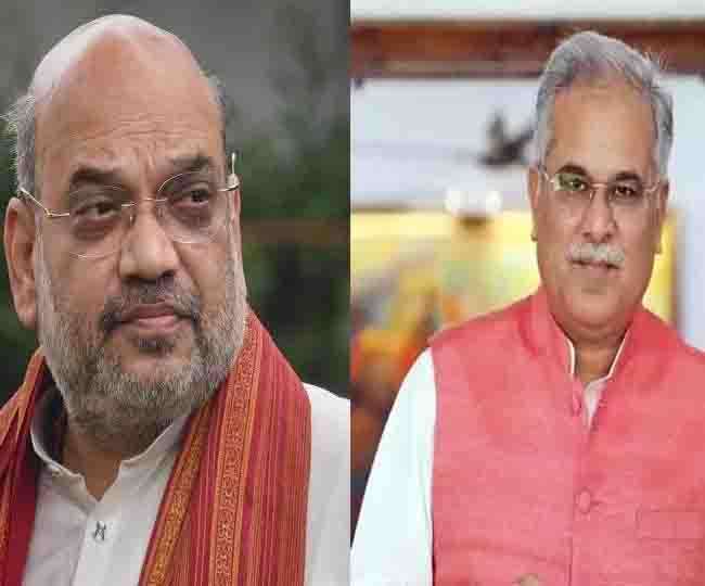 केंद्रीय गृह मंत्री अमित शाह और छत्तीसगढ़ के मुख्यमंत्री सीएम बघेल की फाइल फोटो