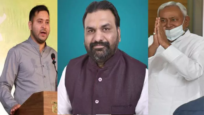 तेजस्वी यादव, सम्राट चौधरी और नीतीश कुमार।