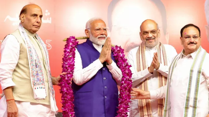 लोकसभा चुनाव 2024 में पीएम मोदी के नेतृत्व में भाजपा बहुमत की सरकार नहीं बना सकी।(फोटो सोर्स: एएनआई)