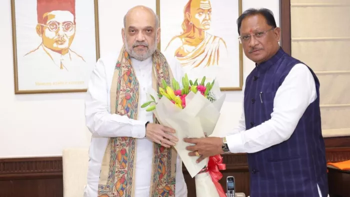 मुख्यमंत्री विष्णुदेव साय ने गृहमंत्री अमित शाह से की मुलाकात।