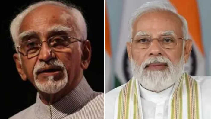हामिद अंसारी और प्रधानमंत्री नरेंद्र मोदी। (फाइल फोटो)