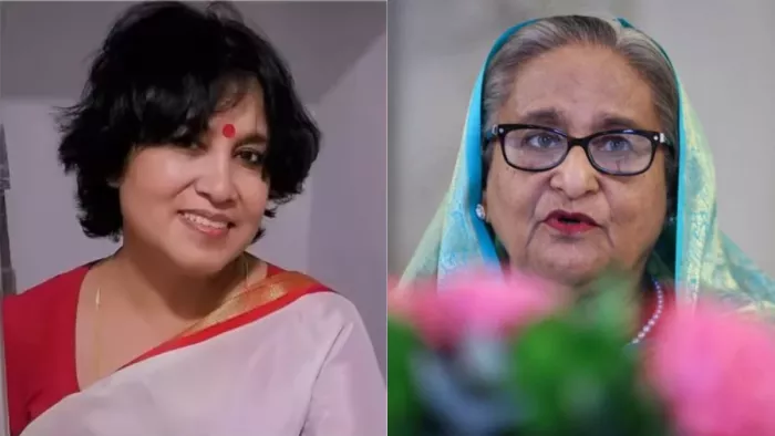 बांग्लादेश से निष्कासित लेखिका तस्लीमा नसरीन और पूर्व पीएम शेख हसीना। फाइल फोटो।