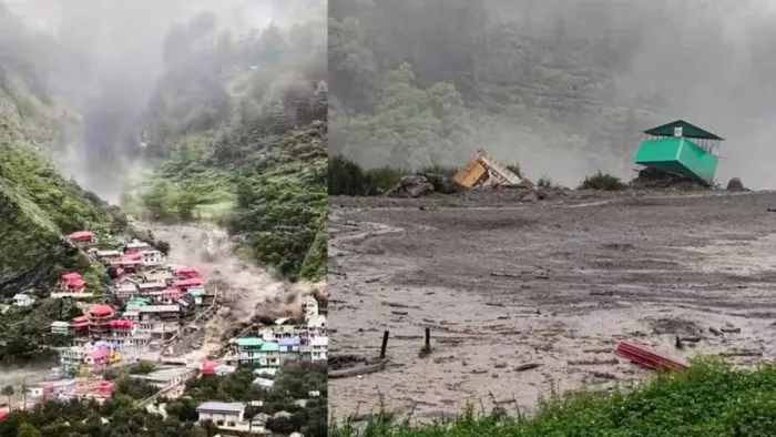 उत्तरकाशी के धराली में बाढ़ से भारी तबाही।