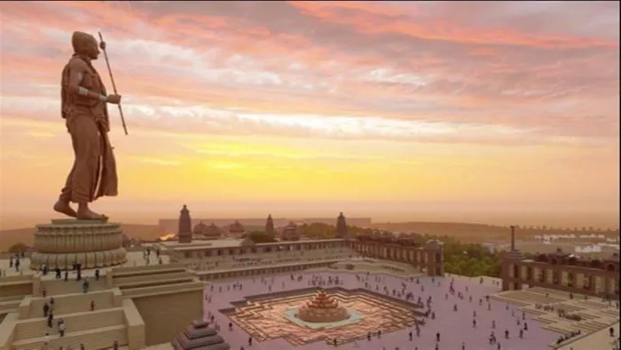 पहले चरण में आचार्य शंकर की मूर्ति 'स्टैच्यू और वननेस' का निर्माण हो रहा है।