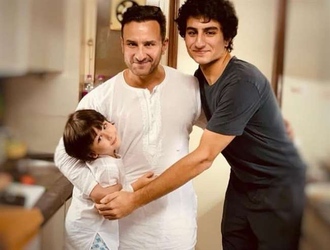 Saif Ali Khan with Ibrahim Ali Khan and Taimur Ali Khan. Photo- Instagram