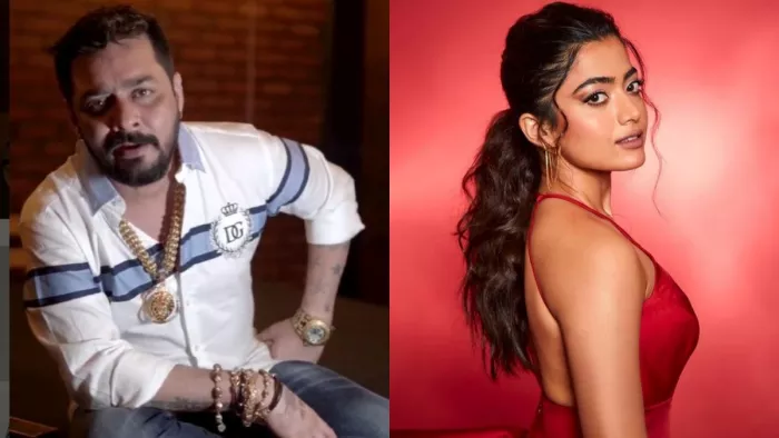 File Photo of Vikas Pathak aka Hindustani Bhau and Rashmika Mandanna. Photo Credit/ Instagram