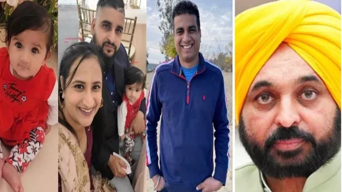 कैलिफोर्निया में मारा गया परिवार व सीएम भगवंत मान की फाइल फोटो।
