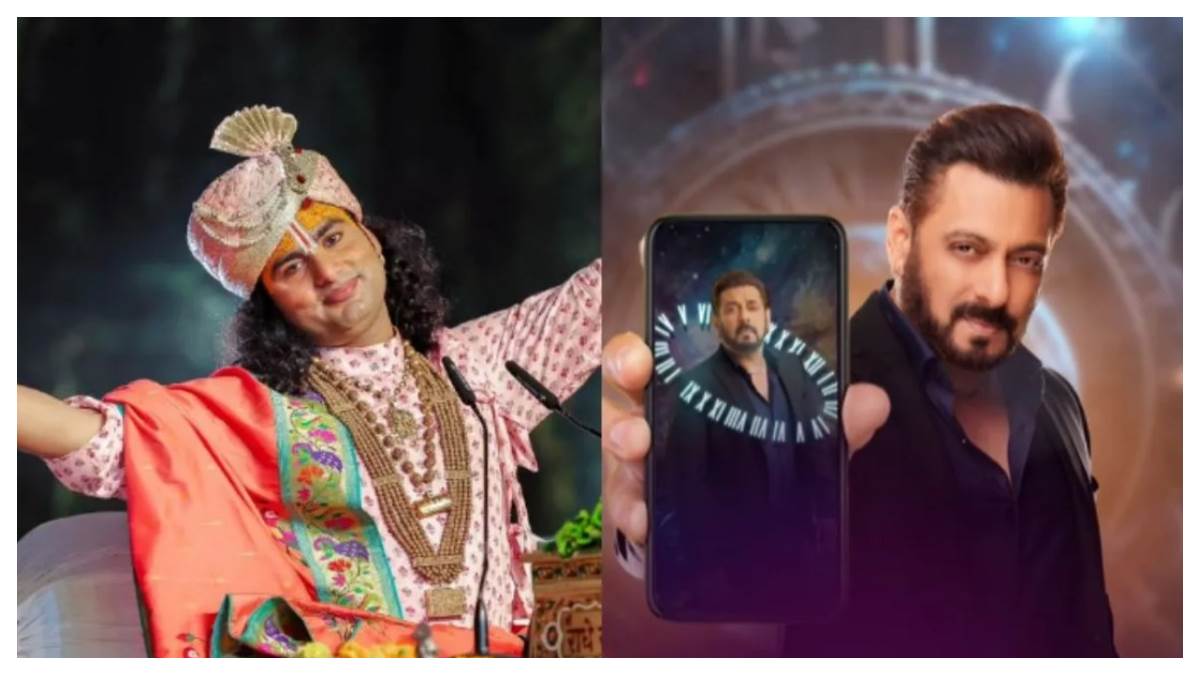 aniruddhacharya ji maharaj gave bhagwad gita to salman khan at bigg boss 18 set