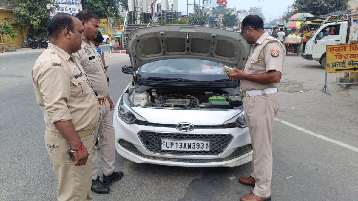traffic police crackdown vehicle checks and violation in amroha