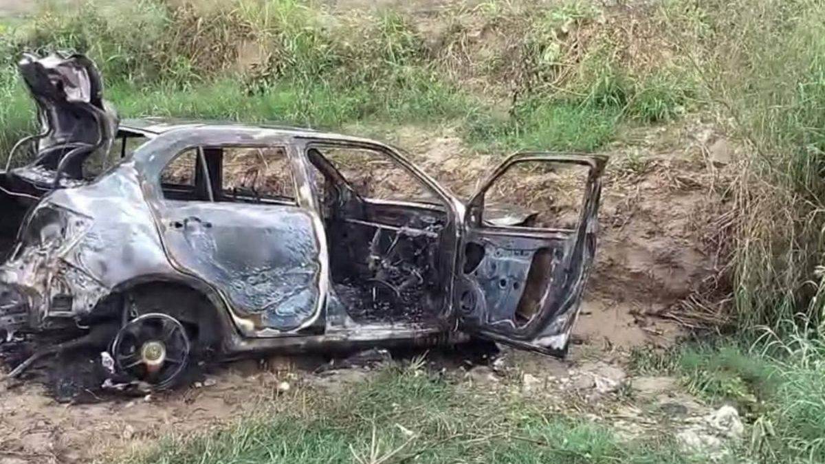 a moving car suddenly caught fire in bathinda the driver burnt alive