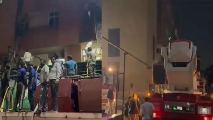 जयपुर सवाई मान सिंह अस्पताल के आईसीयू में आग। (फोटो- स्क्रीनग्रैब)