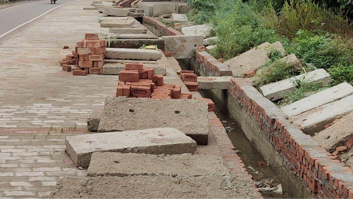 ncr ghaziabad drain construction interlocking tiles work begins in three wards