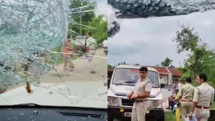 पश्चिम बंगाल में बीजेपी नेता खगेन मुर्मू पर हमला। फोटो - सोशल मीडिया