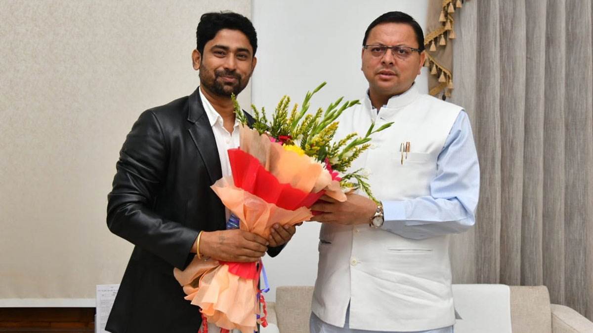 tv actor manmohan tiwari met cm dhami