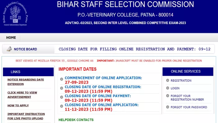 BSSC Inter Level Exam 2023 के लिए यहां से कर सकते हैं अप्लाई।