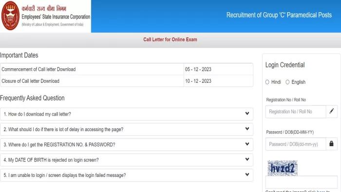 ESIC Admit Card 2023 यहां से करें डाउनलोड।