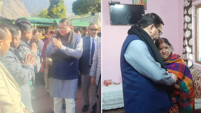 Joshimath Sinking: मुख्यमंत्री पुष्कर सिंह धामी जोशीमठ पहुंचे।