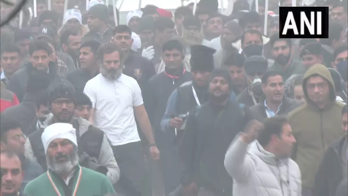 राहुल गांधी के नेतृत्व में करनाल के कोहंड गांव से शुरू हुई भारत जोड़ो यात्रा (फोटो एएनआइ)