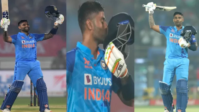 IND vs SL 3rd T20: Suryakumar Yadav Century Celebration Video (Photo-design)