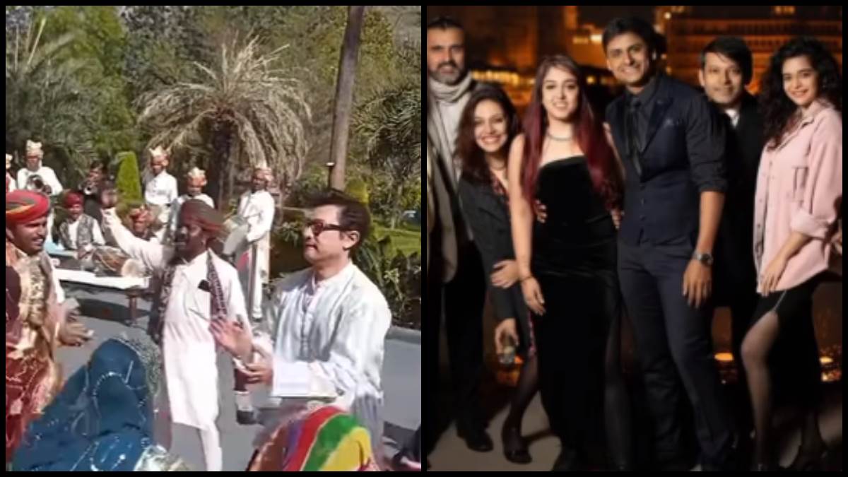 aamir khan dance on tharki chokro at ira khan nupur shikhare udaipur wedding