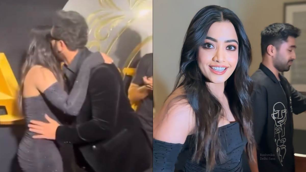 ranbir kapoor kissed rashmika mandanna at the success party of animal video went viral