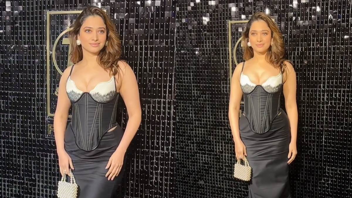 tamannaah bhatia shines in black dress at animal success party photos and video viral