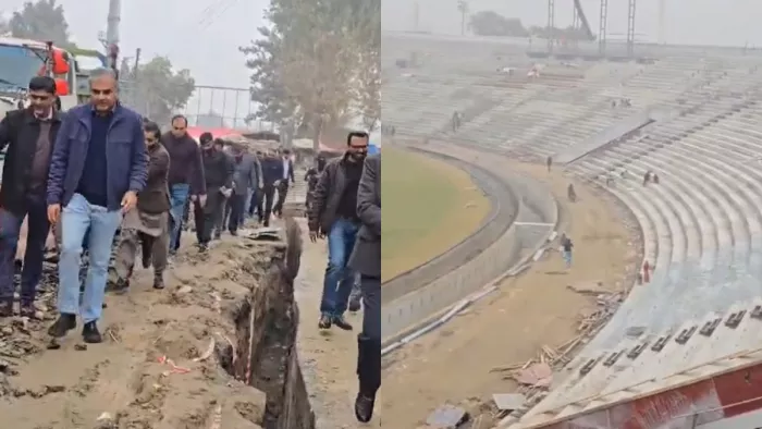पीसीबी अध्यक्ष मोहसिन नकबी ने गद्दाफी स्टेडियम का दौरा किया। इमेज- सोशल मीडिया