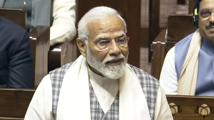 राज्यसभा में प्रधानमंत्री नरेन्द्र मोदी का भाषण (फोटो: @BJP4India)