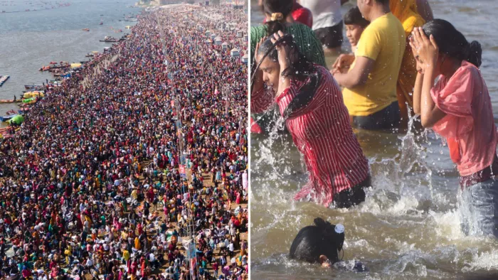 Maha Kumbh 2025: महाकुंभ मेले में गंगा स्नान के लिए उमड़ी भीड़ । भैरव जायसवाल