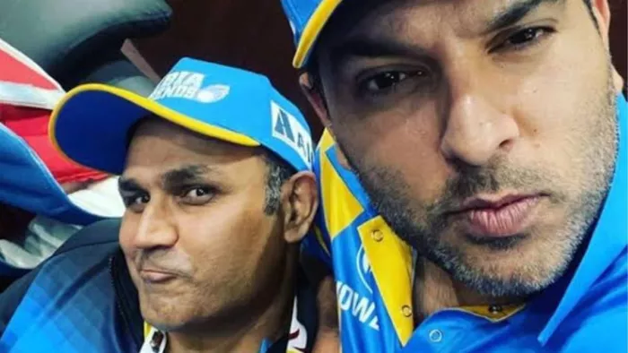 वीरू ने कहा कि वो युवराज को आईएलटी20 में खेलते देखना पसंद करेंगे (Pic Credit - Virender Sehwag X)