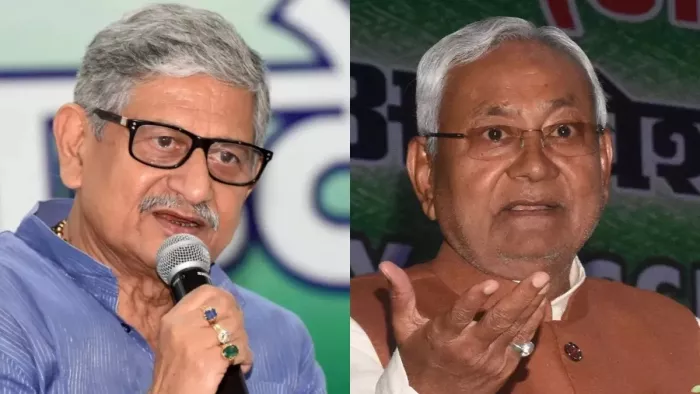 जदयू के विरोधी गुट को ललन सिंह ने एक दूसरे को गले मिलाया
