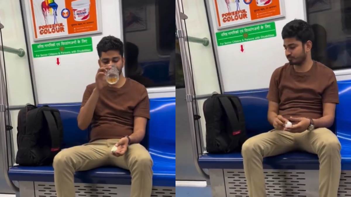 ncr youth drinking alcohol and eating eggs in delhi metro video goes viral
