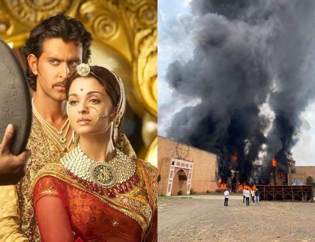 Hrithik Roshan and Aishwarya Rai and Fire at Set. Photo- Sunita Gowarikar, Jagran