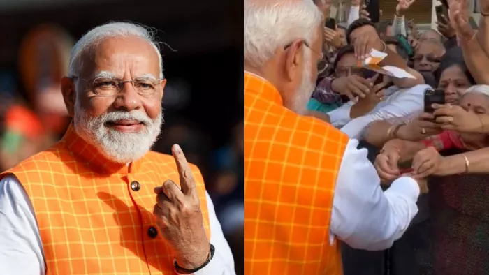PM Modi casts his vote in Ahmedabad: प्रधानमंत्री नरेंद्र मोदी ने अहमदाबाद में वोट डाला।