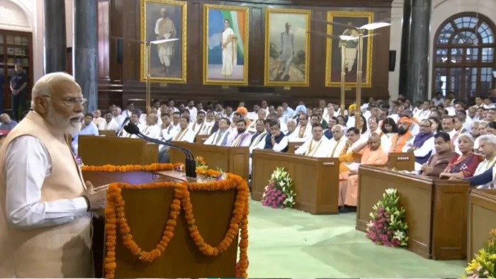 NDA Meeting Live Updates: दिल्ली में एनडीए की मीटिंग आज। (फोटो- Sansad tv)