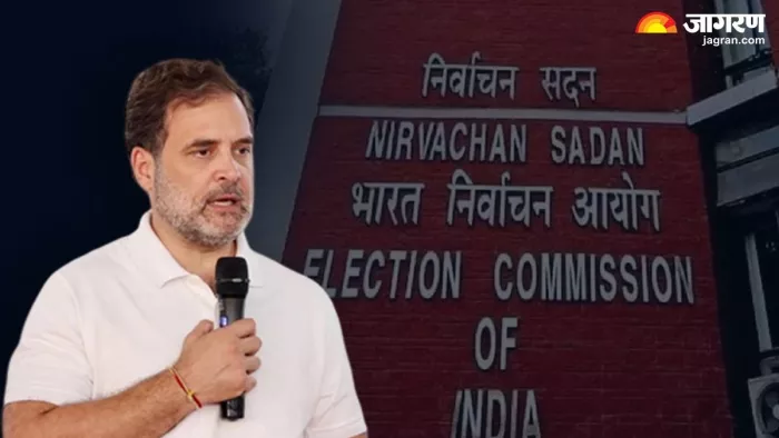 महाराष्ट्र चुनाव को लेकर राहुल गांधी के आरोप पर आया ECI का जवाब। (फोटो- जागरण ग्राफिक्स)