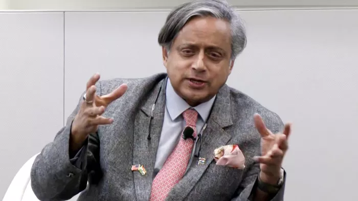 कांग्रेस सांसद शशि थरूर ने अमेरिका में दिया बयान (फोटो सोर्स- एएनआई)