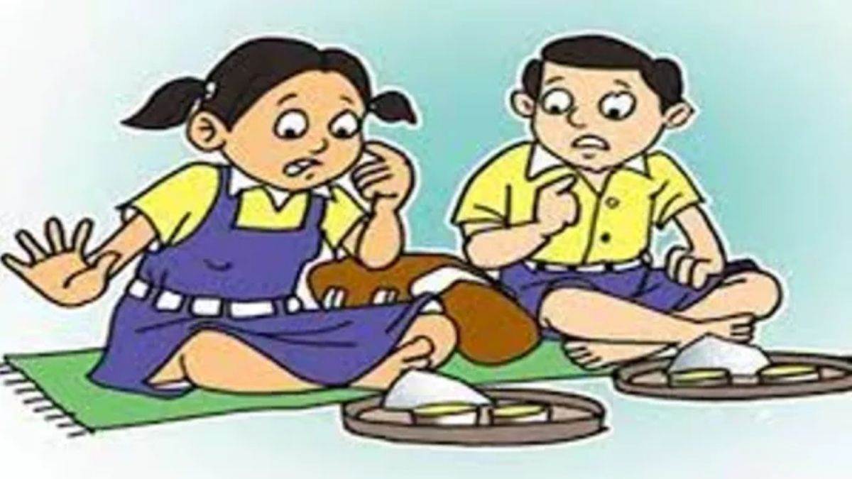 rice mixed with turmeric being served to special protected children in chhattisgarh school