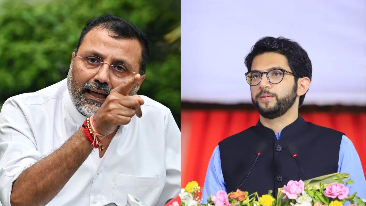 maharashtra politics aditya thackeray slams bjp nishikant dubey over marathi language row