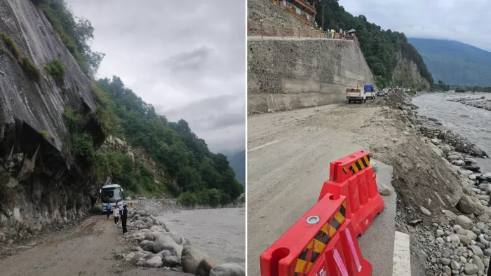 हिमाचल में बाढ़ के कारण कई जगहों पर सड़कें बंद हैं (जागरण फोटो)