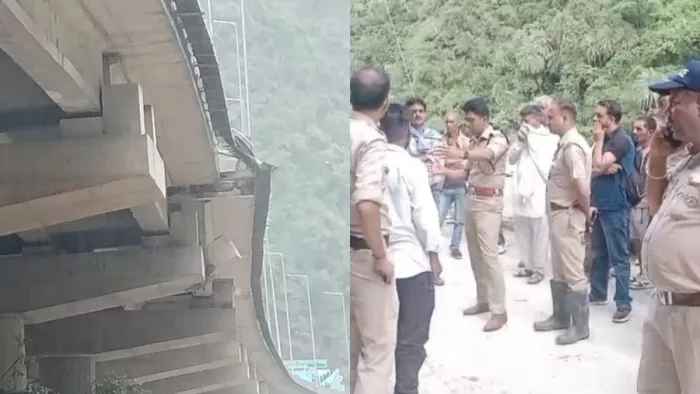 मनाली कीरतपुर फोरलेन पर दवाड़ा में क्षतिग्रस्त हुआ फ्लाईओवर।